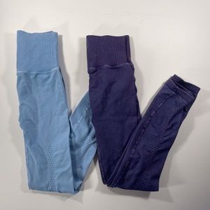 FREE PEOPLE MOVEMENT BUNDLE LIGHT BLUE AND PURPLE GOOD KARMA LEGGINGS XS/S NEW